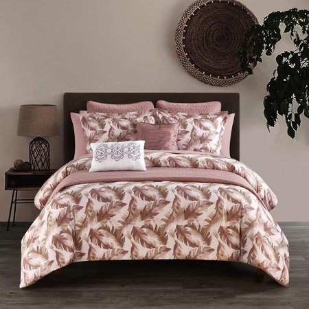 FIXTURESFIRST 12 Piece Koli Comforter & Quilt Set, Blush - Queen Size FI1704016